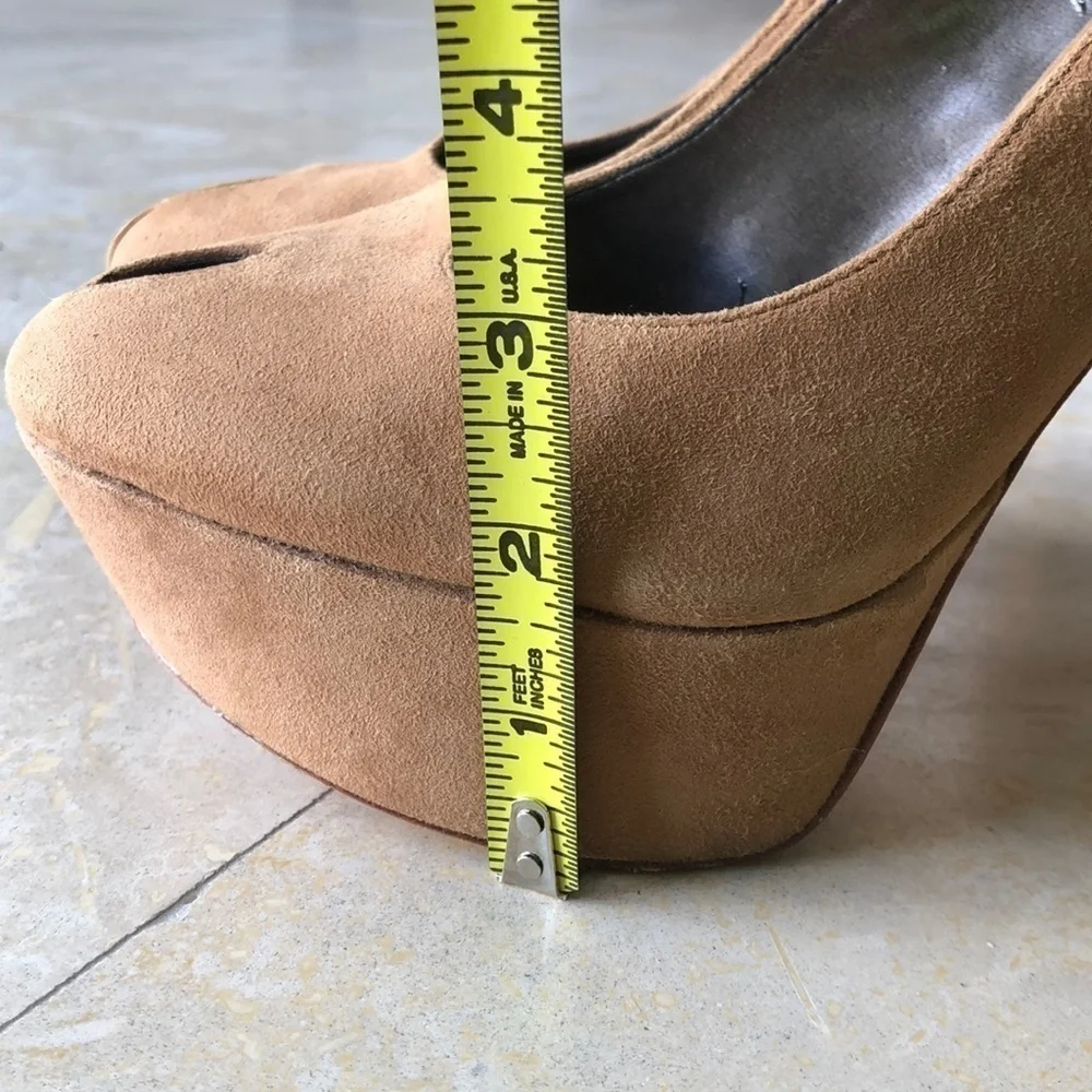 Sam Edelman Ankle T-Strap Pumps -Camel Suede - 8.5